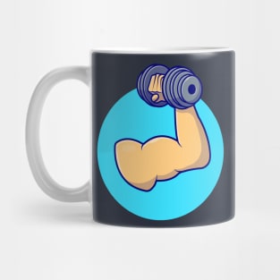 Hand Lifting Dumbbell Cartoon Vector Icon Illustration (2) Mug